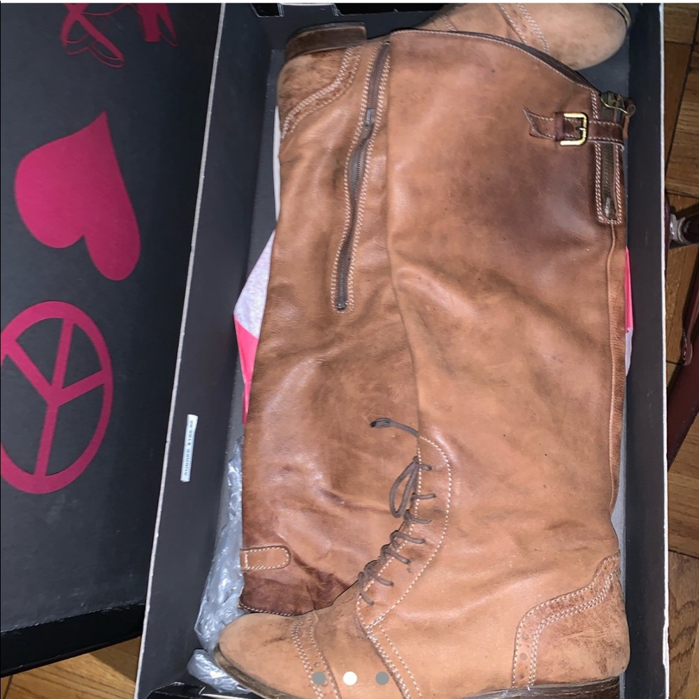BROWN STEVE MADDEN LEATHER KNEE BOOTS